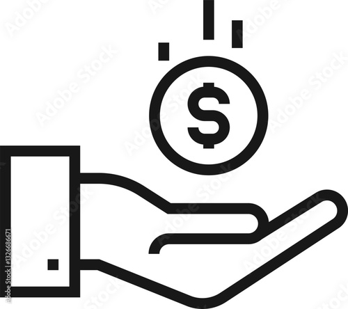 donation flat line web icon concept