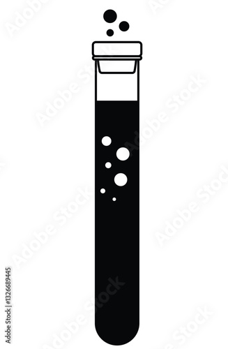 Science of hand drawn vector test tube icon silhouette.