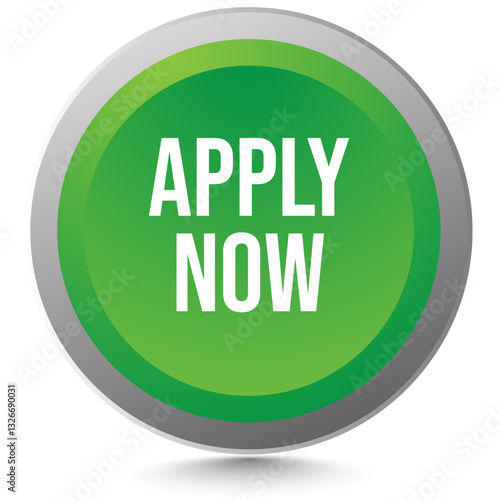 Green apply now button isolated on a transparent background, applying for a job, finance or insurance element