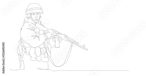 Line art illustration of a soldier