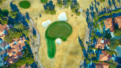 Photography Aerial Top Down of Golf Course and Mediterranean Homes in Las Vegas