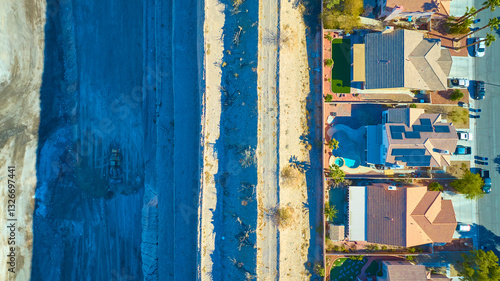 Photography Aerial Top Down of Suburban Growth vs Desert Landscape in Nevada