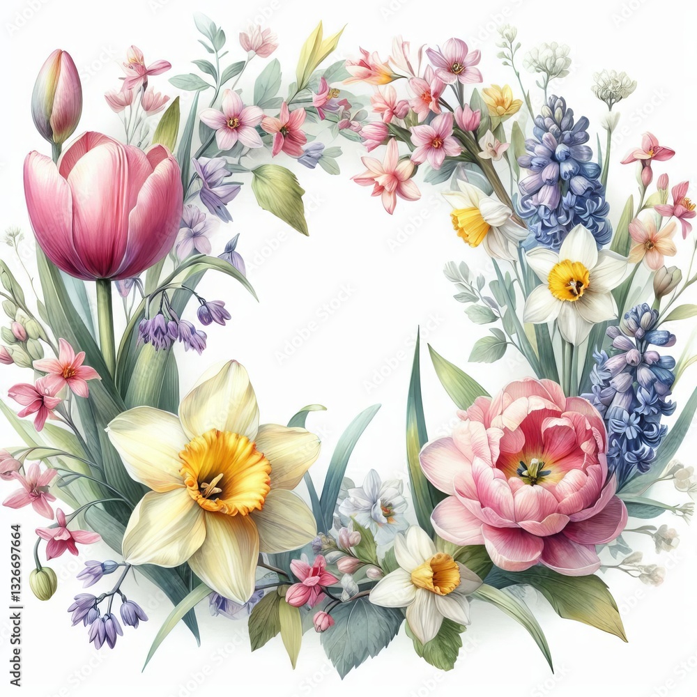 Watercolor Wreath Spring Flowers
Watercolor Wreath Spring Flowers