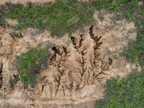 Land being eroded by water runoff