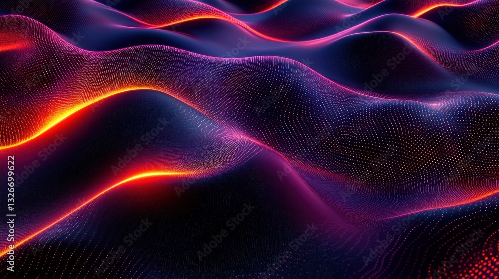 Obraz premium Abstract digital landscape with glowing waves