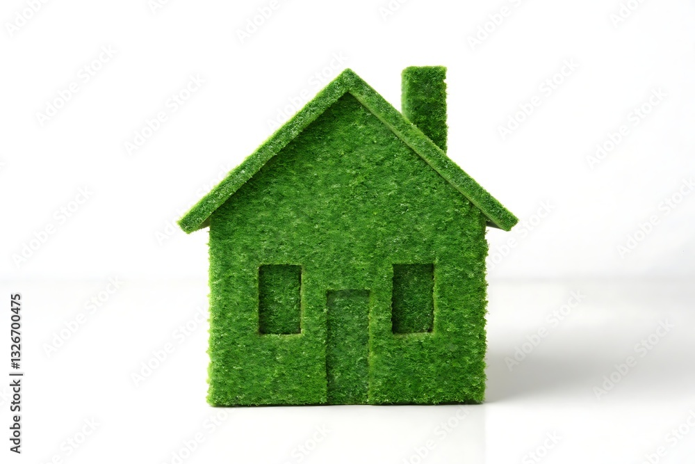 Eco-friendly house model made of green grass isolated on white background, symbolizing sustainable living and environmental conservation. Eco-friendly house model made of green grass isolated on white background, symbolizing sustainable living and environmental conservation.