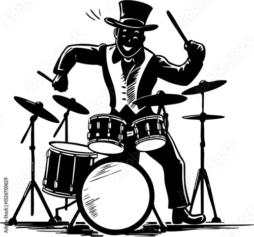 Energetic drummer performing at a music event urban setting illustration vibrant atmosphere dynamic perspective creativity