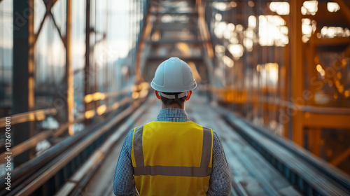 A visionary civil engineer standing proudly in front of a futuristic skyscraper under construction, symbolizing excellence in engineering.