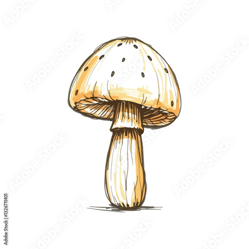 Wide Mushroom Drawing