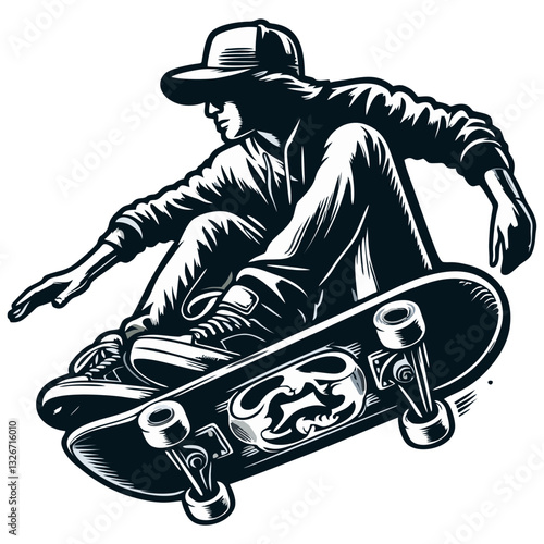 skater on skateboard vector art