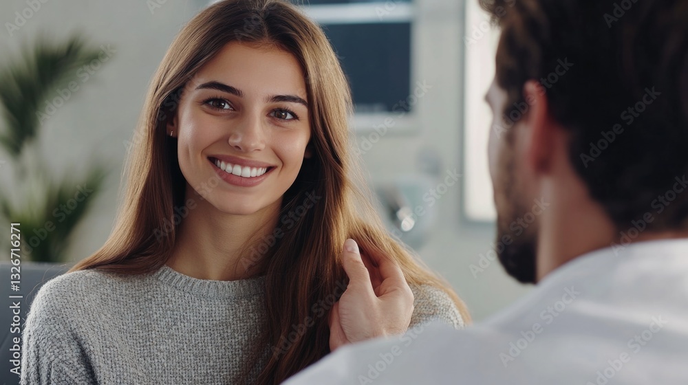 Portrait of a male doctor support young smiling female patient putting hand on her shoulder. Physician sitting in medical clinic giving consultation a woman during medical examination in office Portrait of a male doctor support young smiling female patient putting hand on her shoulder. Physician sitting in medical clinic giving consultation a woman during medical examination in office