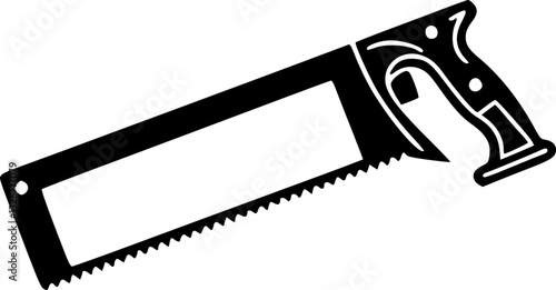 Detailed monochrome crosscut saw illustration black and white tool woodworking equipment graphic vector design art sketch icon