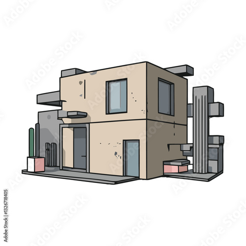 Ultra-Minimalist Concrete Blocks In Harsh Symmetry