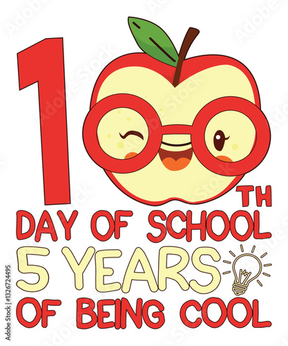 100th Day Of School 5 Years Of Being Cool Happy back to school day shirt print template, Typography design for kindergarten pre-k preschool, last and first day of school, 100 days of school shirt
