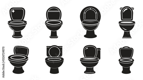 Toilet icon set. Bathroom icon, restroom toilet seat flat icon for apps and websites