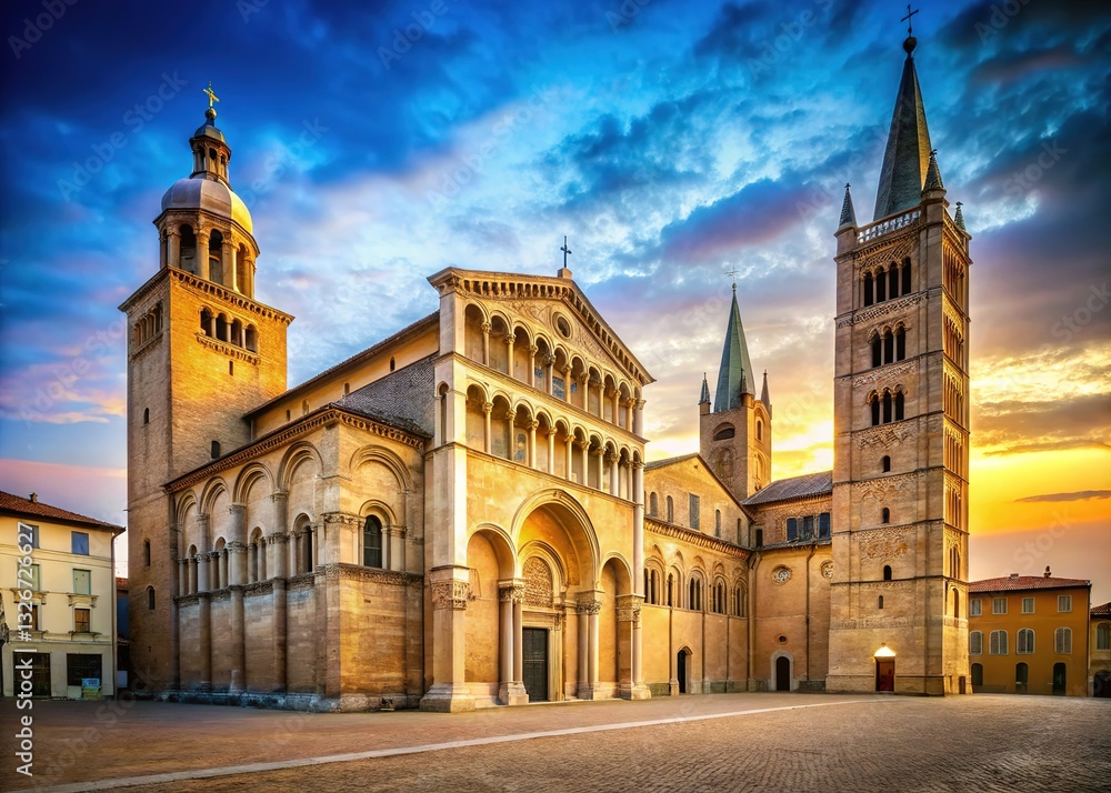 Naklejka premium Parma Cathedral's architecture: Photographic study, design backdrop.