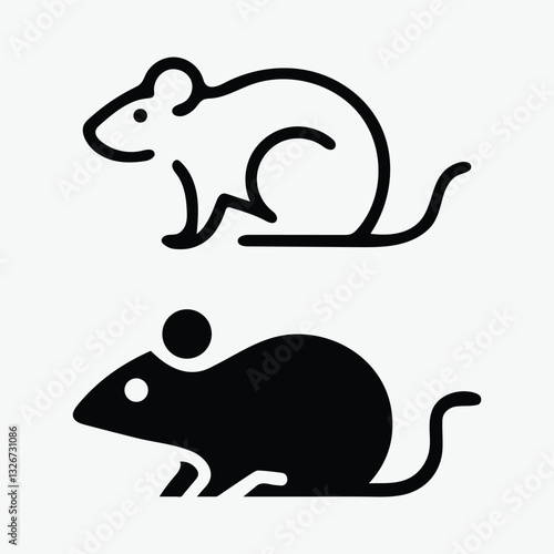 Outline rat icon and silhouette rat vector design 