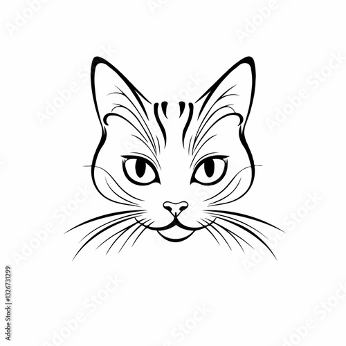 Cat face illustration in black and white