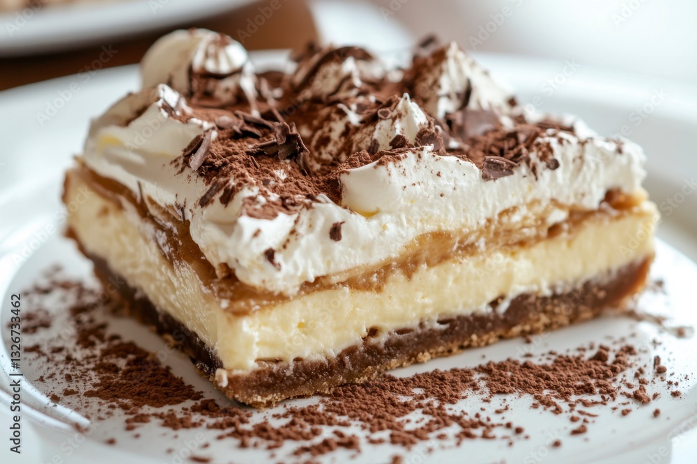 Decadent chocolate cheesecake bar, rich crust, creamy filling, whipped topping, chocolate shavings, gourmet dessert Decadent chocolate cheesecake bar, rich crust, creamy filling, whipped topping, chocolate shavings, gourmet dessert