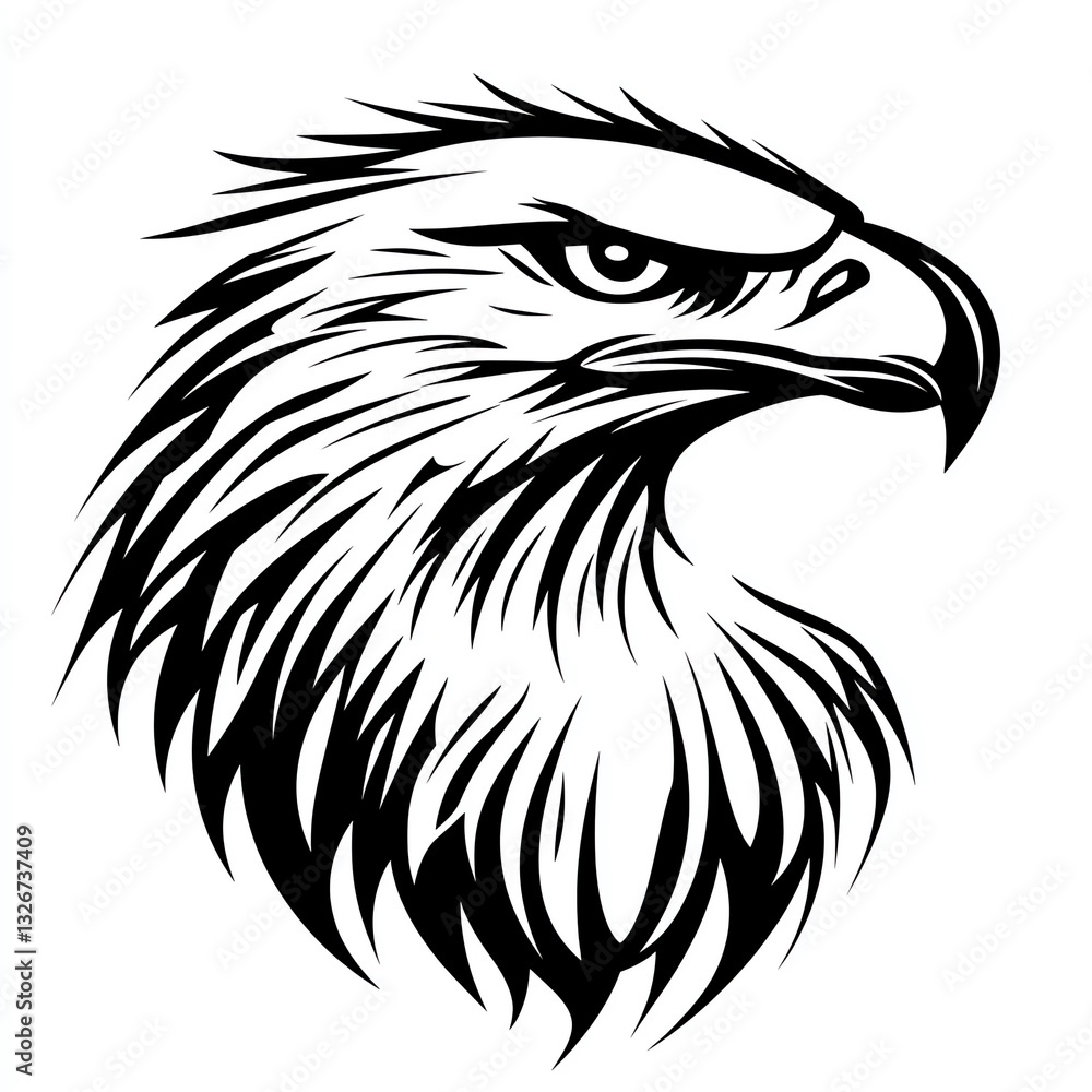 Majestic Eagle Head Profile A Striking Minimalist Design in Black and White. Bold lines and sharp details create a powerful image. Majestic Eagle Head Profile A Striking Minimalist Design in Black and White. Bold lines and sharp details create a powerful image.