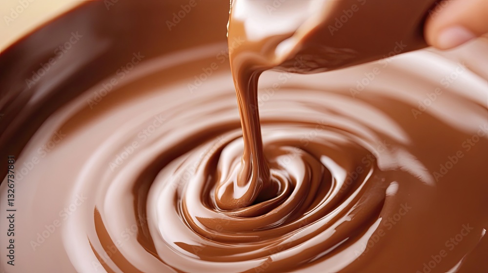 Rich, melted chocolate swirls smoothly in a bowl, inviting indulgence and culinary creativity. Rich, melted chocolate swirls smoothly in a bowl, inviting indulgence and culinary creativity.
