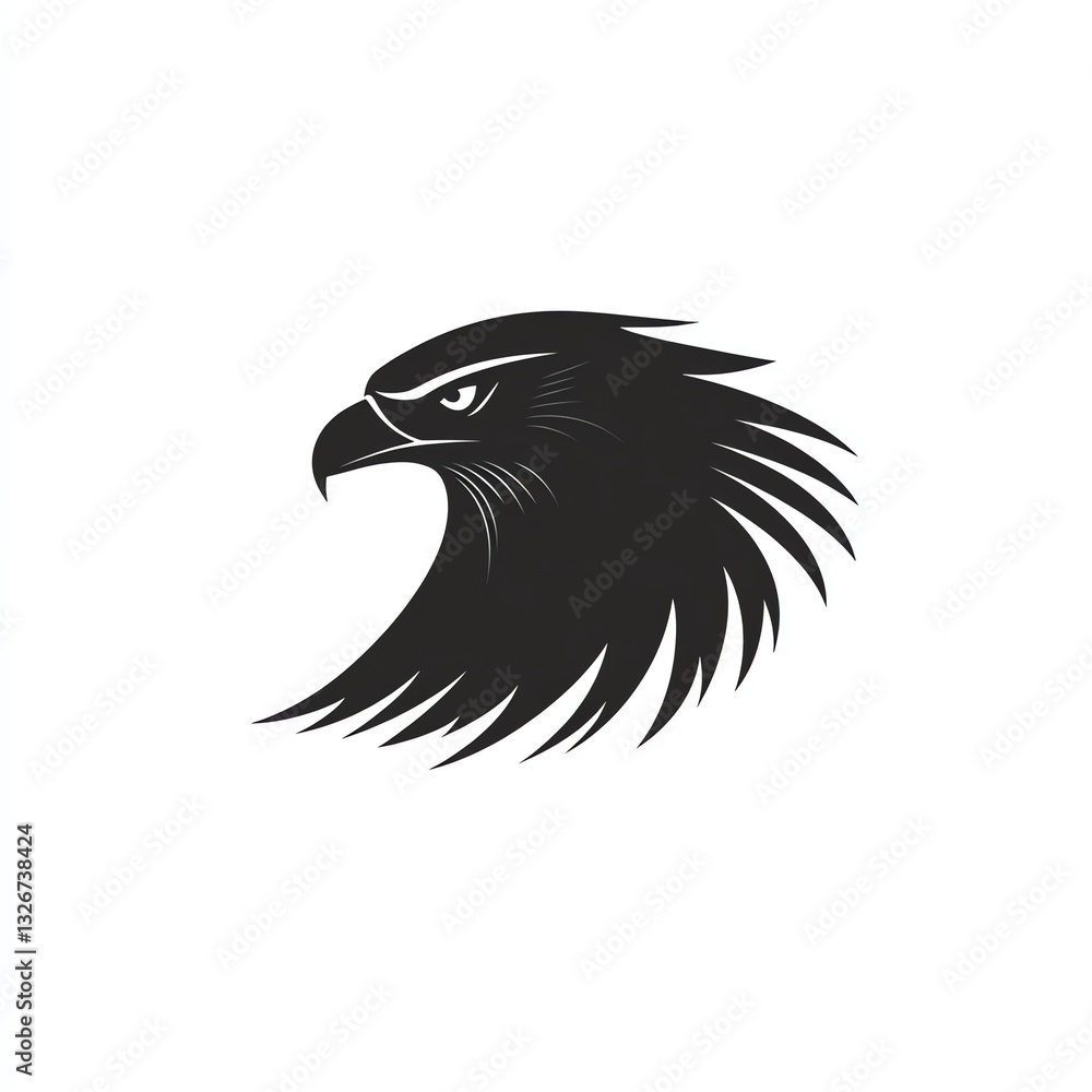 Obraz premium Majestic Hawk Head Silhouette A Striking Minimalist Design, Perfect for Branding or Graphic Projects. Sophisticated and Bold