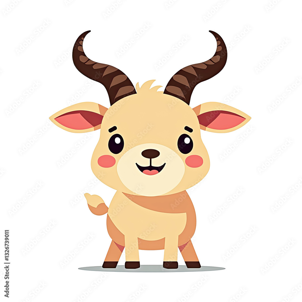 Fototapeta premium Adorable cartoon gazelle with big eyes and a sweet smile, perfect for children's books, greeting cards, or any project needing a touch of charm