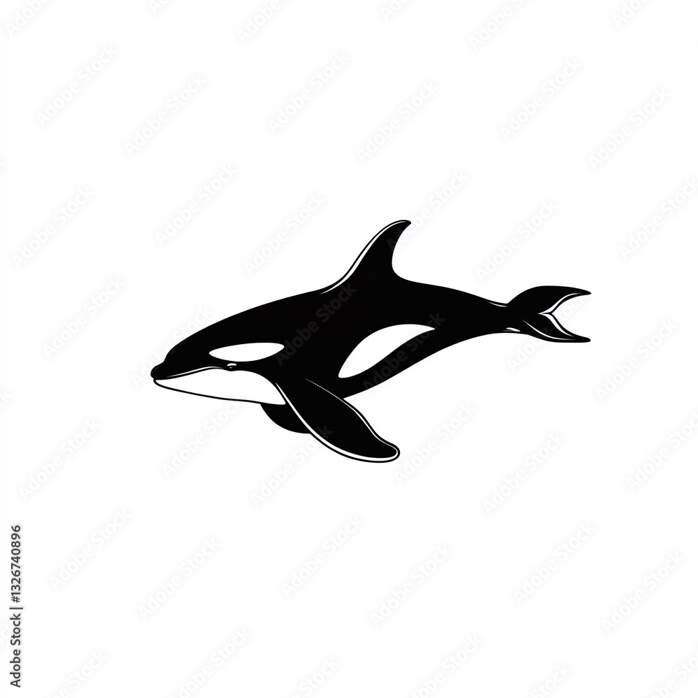 Fototapeta premium Elegant Orca Silhouette A Striking Minimalist Design, Perfect for Logos and Branding Projects. Clean lines, impactful.