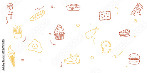 hand drawn seamless pattern of doodle food element, food dessert. vector illustration suitable to place on content eat, food, cook, Chef, restaurant, cake shop and that theme