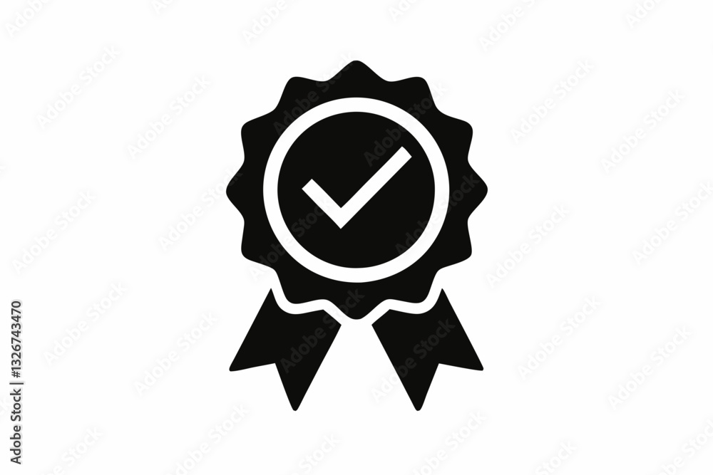 approved or certified medal icon line art silhouette vector illustration approved or certified medal icon line art silhouette vector illustration