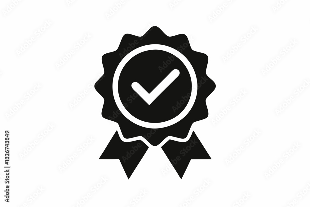 approved or certified medal icon line art silhouette vector illustration approved or certified medal icon line art silhouette vector illustration