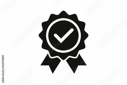 approved or certified medal icon line art silhouette vector illustration