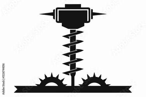 auger line art silhouette vector illustration