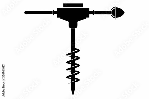 auger line art silhouette vector illustration