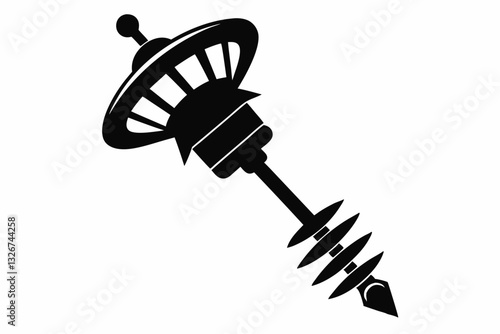 auger line art silhouette vector illustration