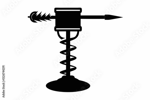 auger line art silhouette vector illustration