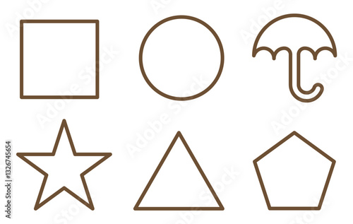 Collection of icons of simple geometric shapes. Geometric shapes thin line. Linear flat style icon.