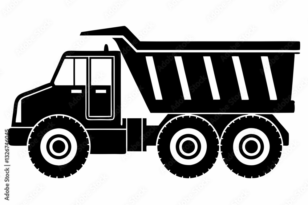 dump truck line art silhouette vector illustration dump truck line art silhouette vector illustration