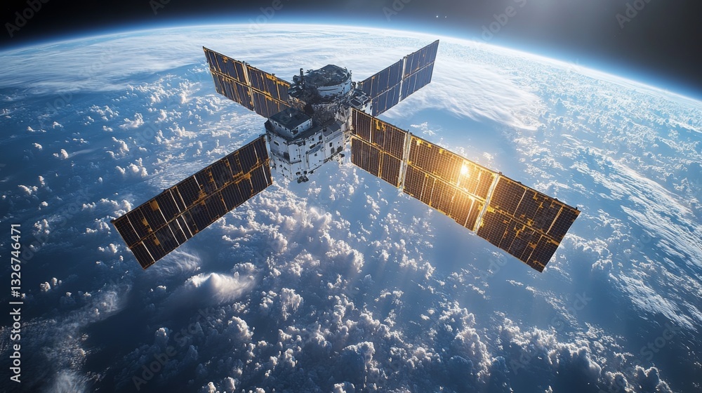 Obraz premium This advanced satellite is performing telemetry operations as it orbits Earth, capturing real-time images for surveillance and analysis.