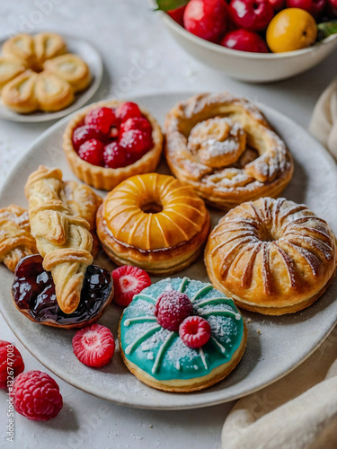 Wallpaper Mural Colorful platter of festive pastries against a clean white background. Torontodigital.ca