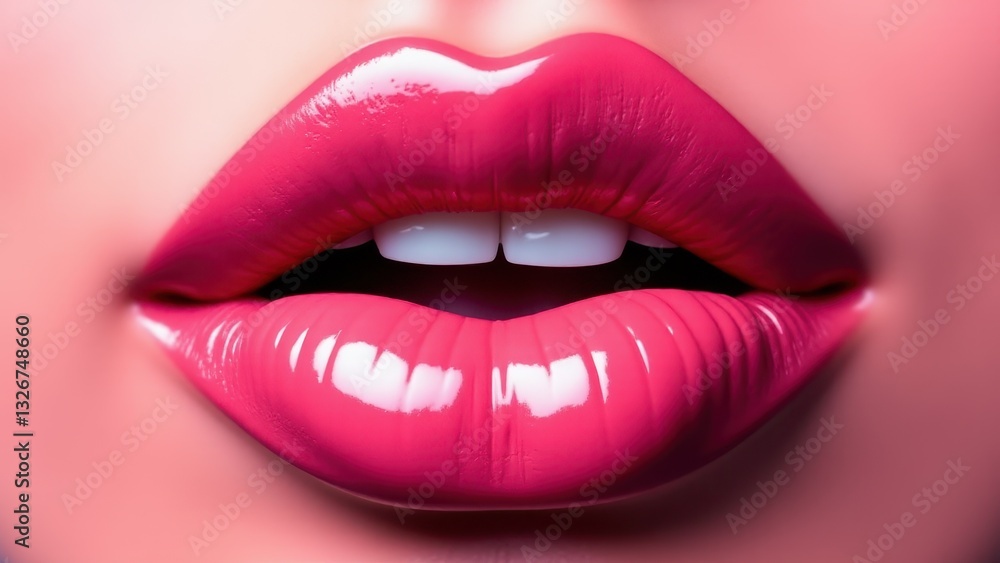 Glossy pink lips handbag with a vibrant and shiny finish. Glossy pink lips handbag with a vibrant and shiny finish.