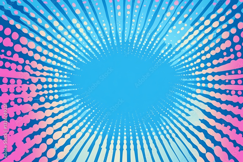 Obraz premium Halftone dot pattern on blue background in comic pop art style