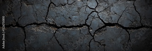 Creepy Dark Cracked Concrete Texture Background for Design Grunge Industrial Wall Distressed Rough Panoramic Horror