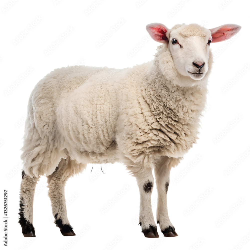 Fototapeta premium Pristine Sheep Standing Against a Transparent Background