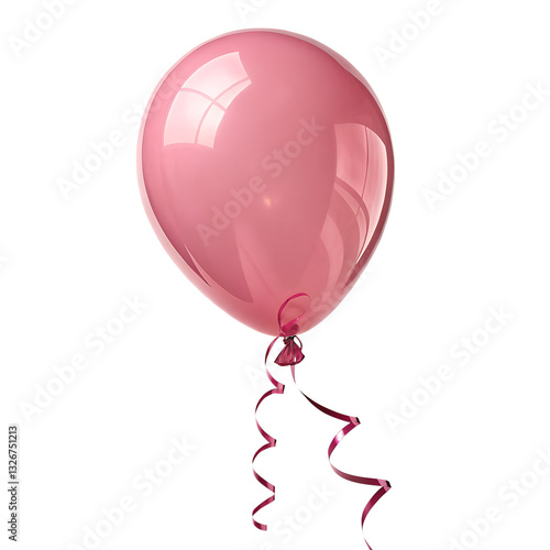 A Vibrant Pink Balloon with Elegant Ribbon Against a Transparent Background