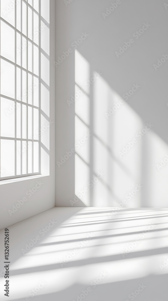 Minimal light gray background with soft shadows and window light Minimal light gray background with soft shadows and window light
