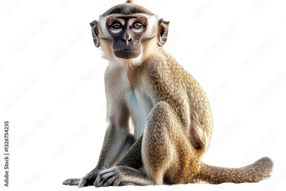 Obraz premium Curious monkey sitting on transparent background