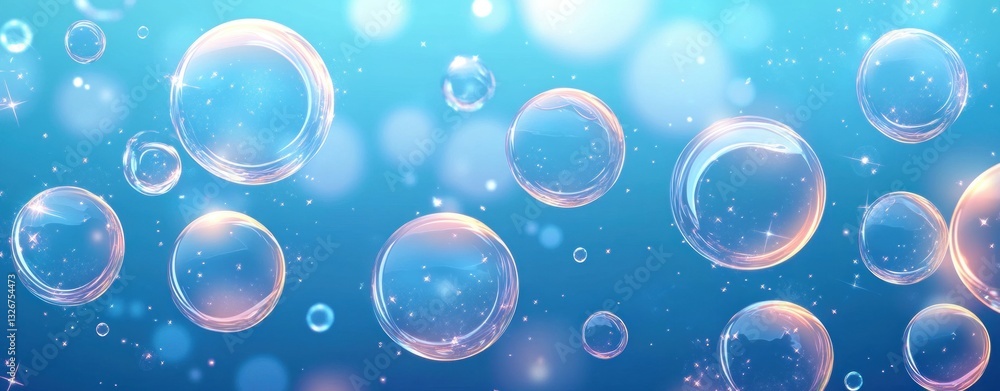 Blue Background with Dreamy Floating Bubbles and Soft Lighting Blue Background with Dreamy Floating Bubbles and Soft Lighting