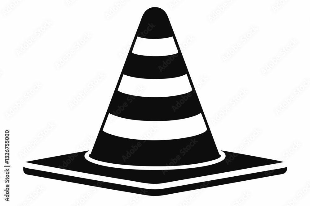 traffic cone line art silhouette vector illustration