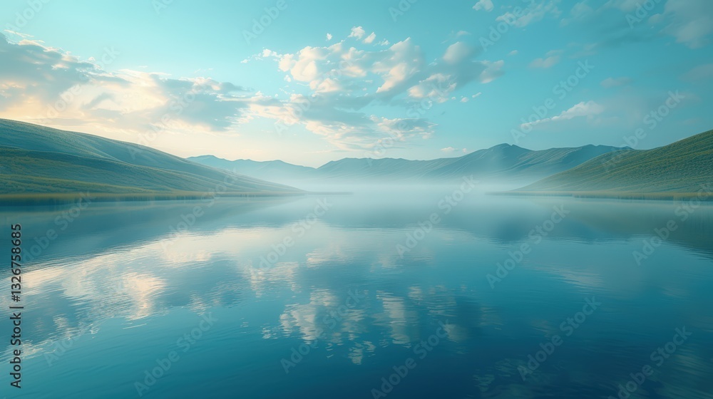 Fototapeta premium Mountain Lake With Reflective Waters Under a Vibrant Sky
